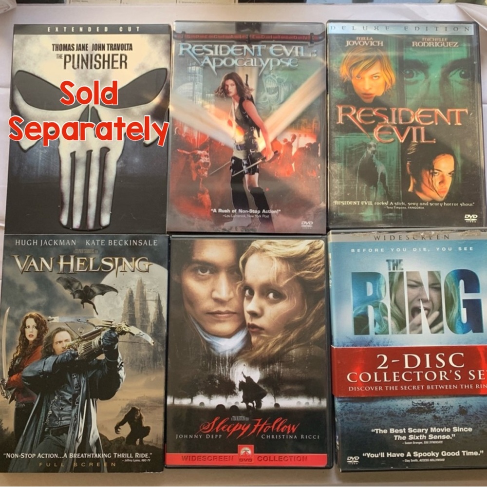 🍒🍒 5 DVD Bundle: The Ring, Resident Evil, Resident Evil Apocalypse, Sleepy …